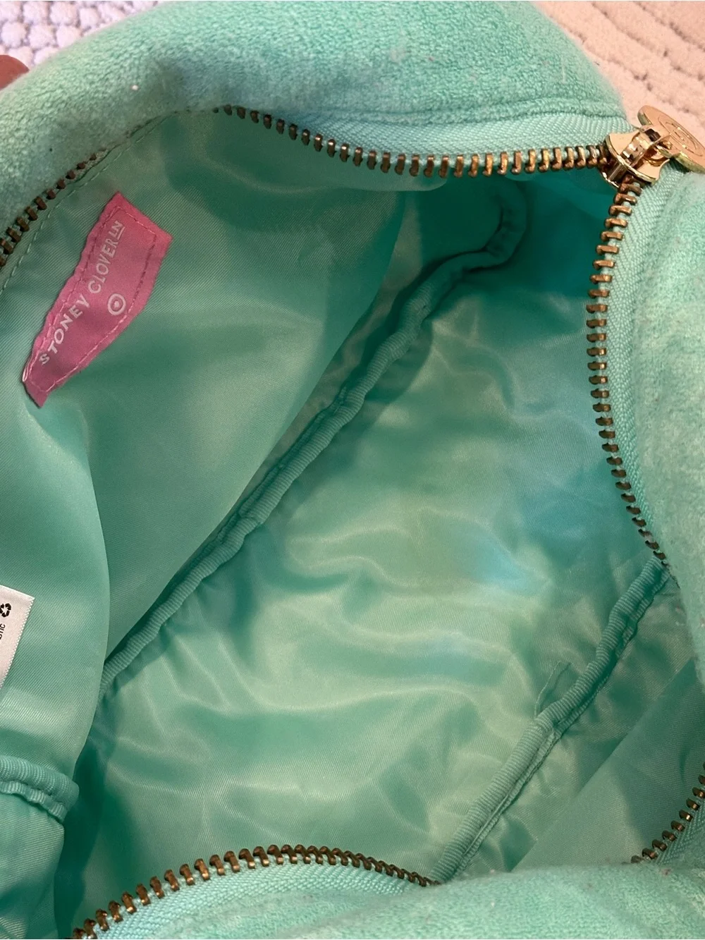 Stoney Clover Lane Mint Green Plush Backpack & Swim Pouch Set